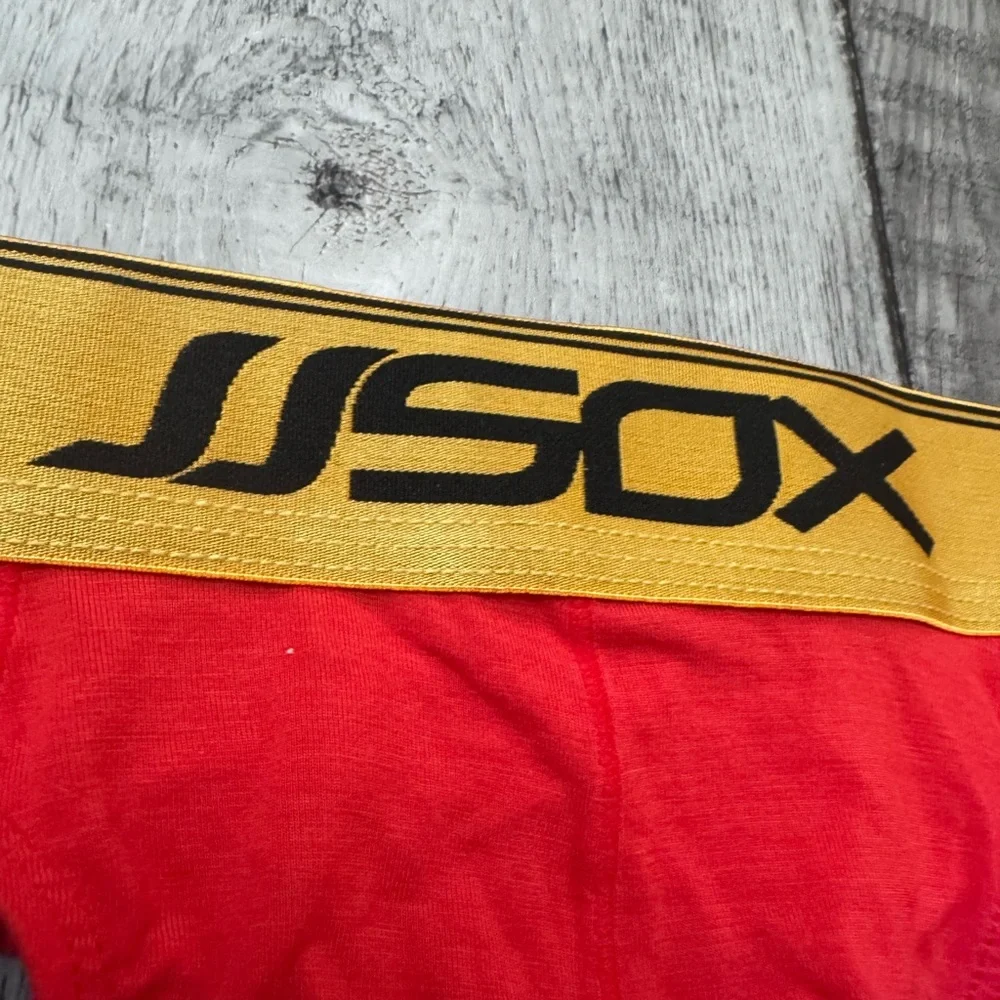 JJSox Men’s Sexy Red and Gold Modal Thong Large Miami